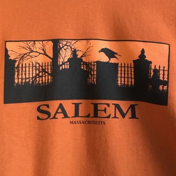 Salem Massachusetts orange tshirt raven graveyard tree witchy witchcore - Picture 2 of 4